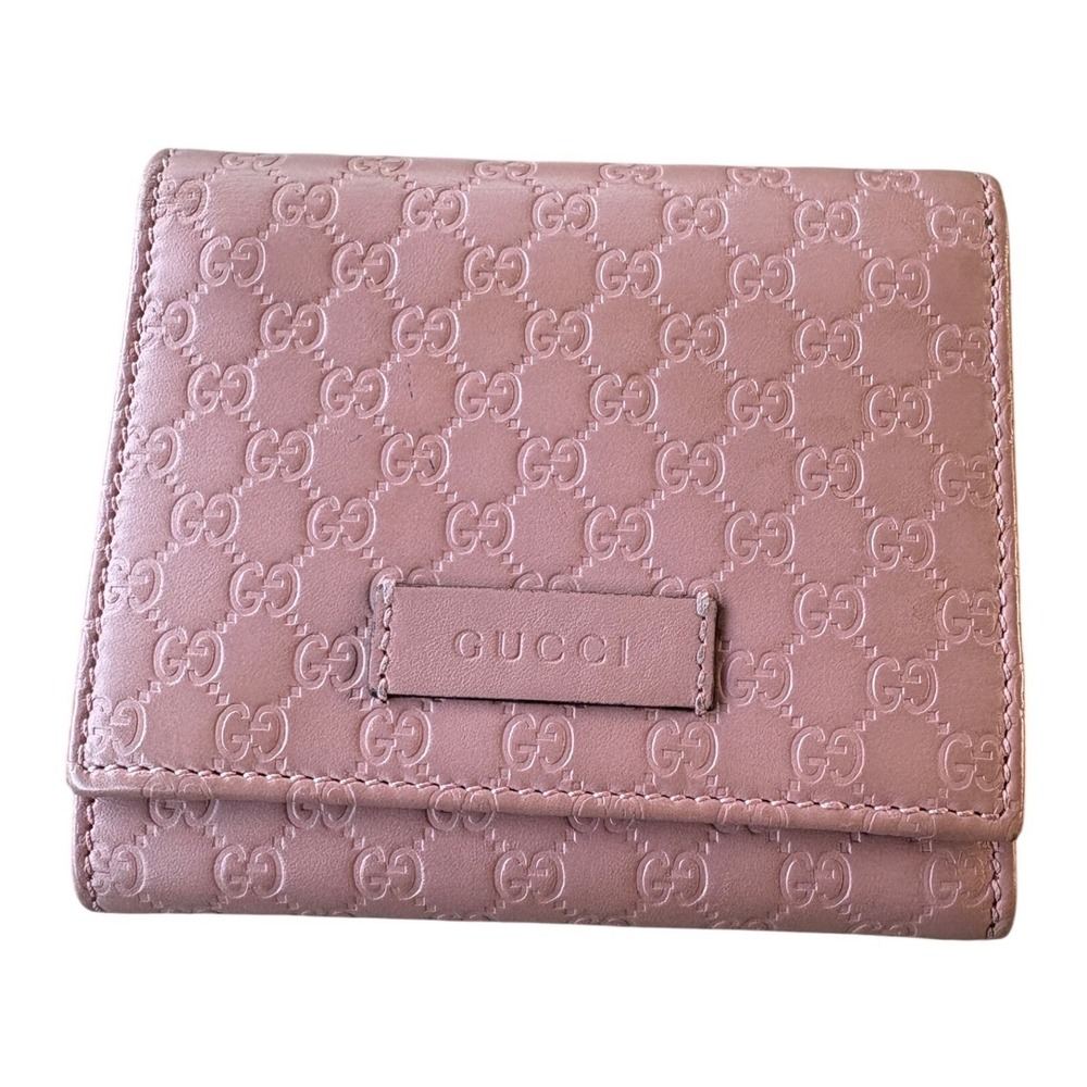 Gucci Pink GG Guccissima Leather Trifold Wallet Authentic w/ COA Made in Italy